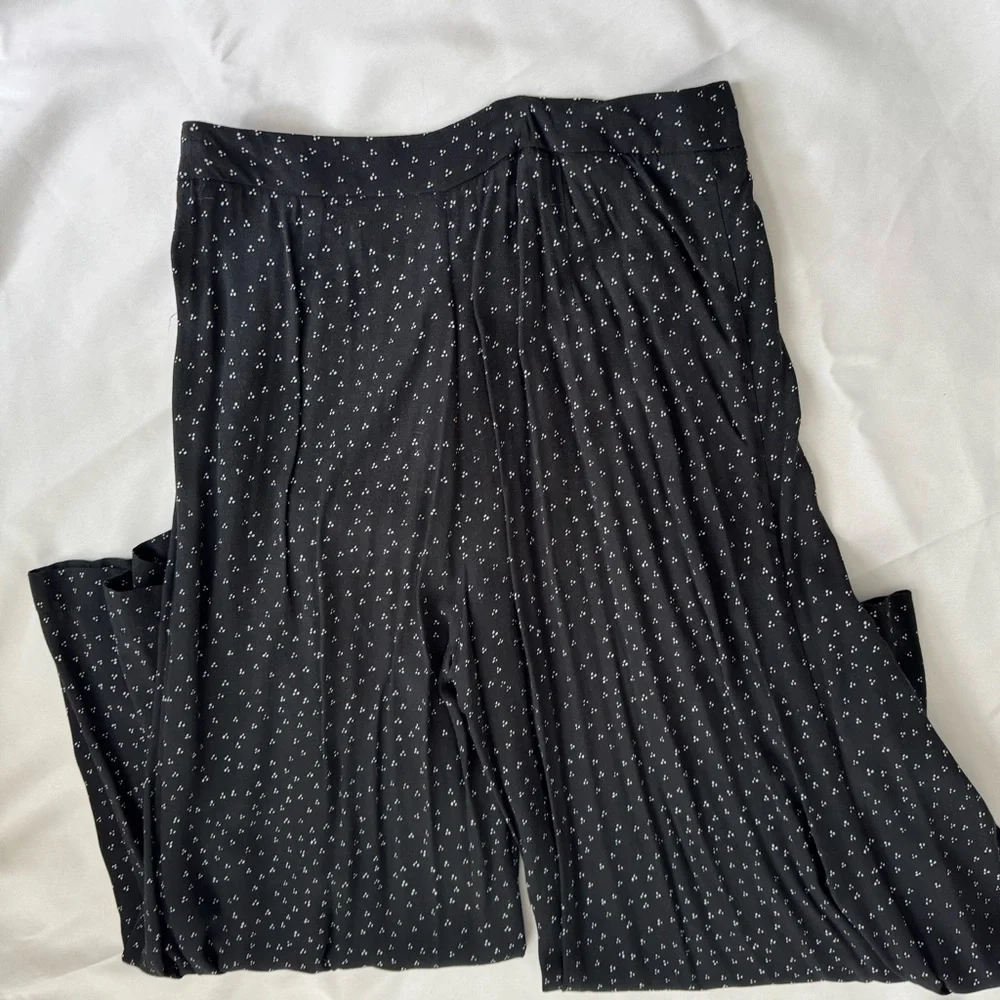 Anthropologie High Rise Wide Leg Cropped Gray-Black Patterned Trousers - Picture 7 of 9